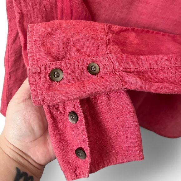 J. Jill 100% Linen Collared Button Down Top Size Large Long Sleeve Lightweight - Picture 10 of 12